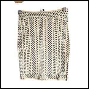 BCBGMAXAZRIA Knit Pencil Skirt Cream Black Geometric Fitted Career S NWT Pavel